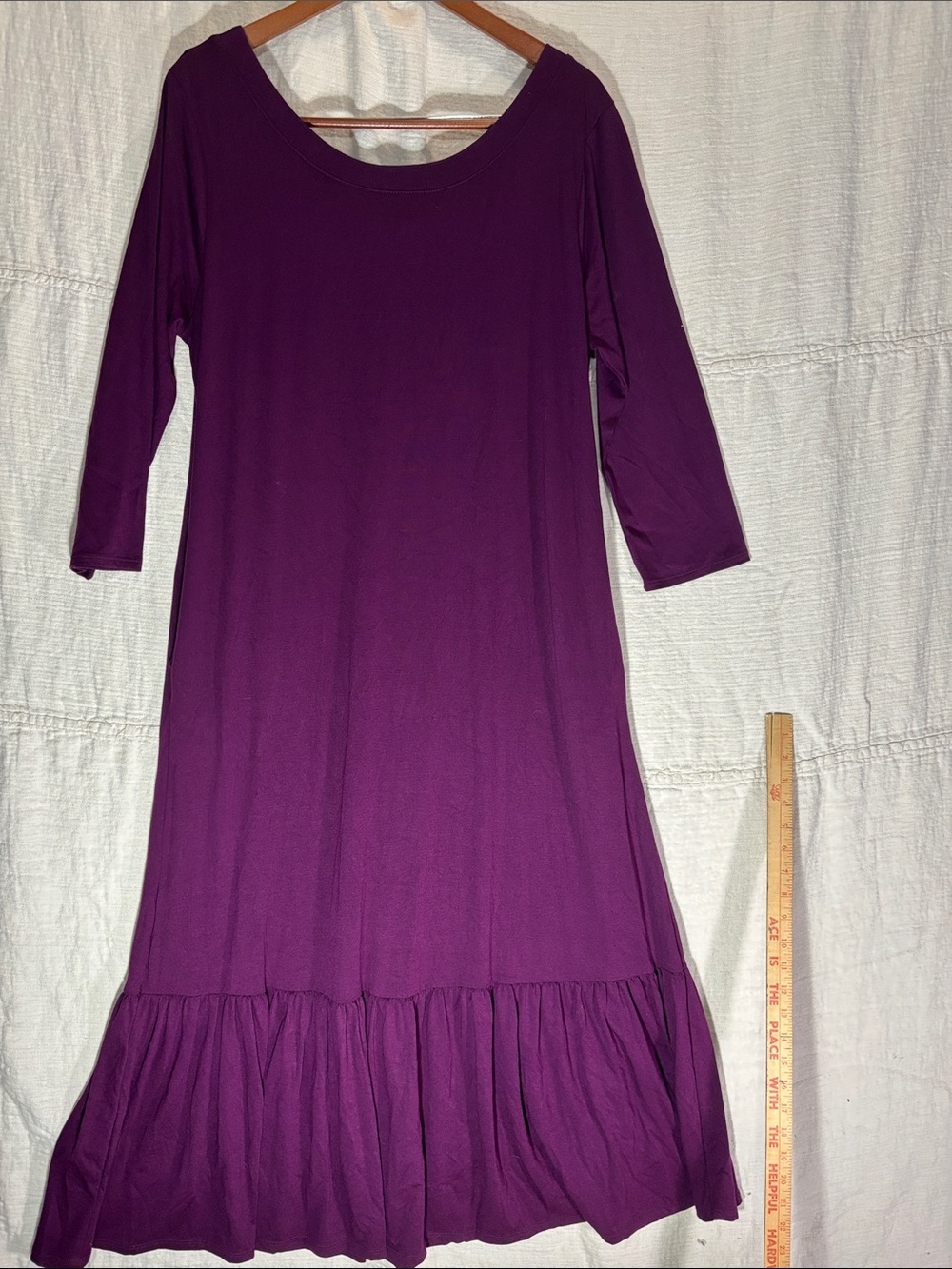 Zenana Outfitters Deep Purple Ruffle-Hem Maxi Dress w/ pockets - Picture 10 of 10